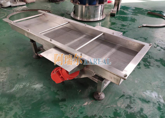 Granos de plástico de doble cubierta de acero inoxidable de alta eficiencia, tamiz de vibración lineal, separador de tamiz de vibración rectangular para granos de plástico de PE con placa de tamiz perforada